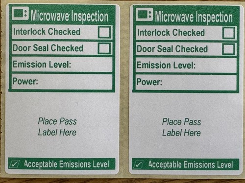 Microwave emission test labels - microwave,