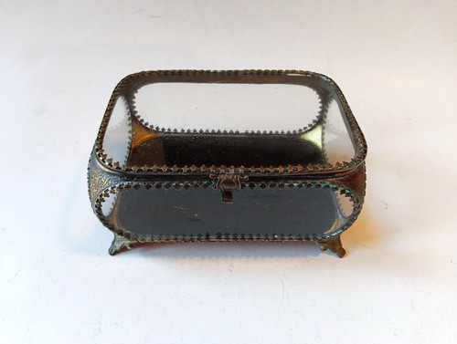 Antique large brass and glass