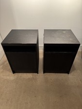 Black solid wood bed side