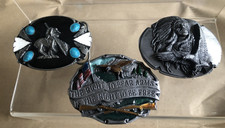 3 Siskiyou Buckle Co. Native American Indian & Constitution Belt Buckles