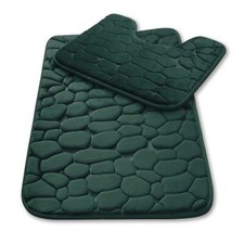 Diamond  Bath Mat Set Pedestal Non Slip Super Soft Toilet Bathroom Rug 2 Pieces