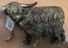Shudehill Giftware Small Bronze Highland Cow and Calf Ornament - Horn Broken