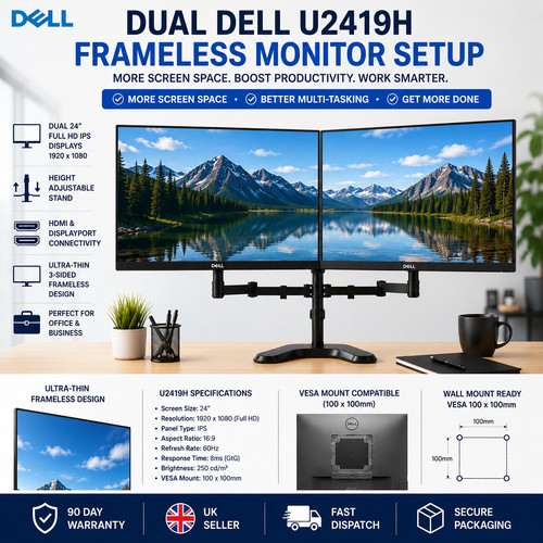 Dual dell u2419h monitor - u2419h, 24"