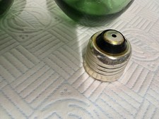 Pair Of Green Glass Salt/Pepper/Vinegar Shakers. Screw Off Head. Unusual But Fun