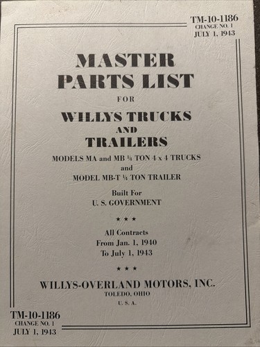 1943 master parts list - master,
