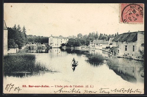 Old postcard bar sur - old, l