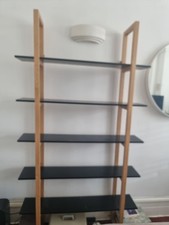 Rare - Habitat Loki 5-Tiered Walnut and Black Shelving Unit-  good condition