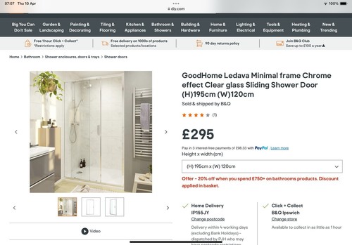 Shower door 120cm - door,