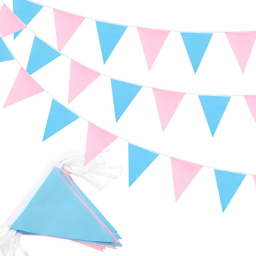 Blue pink bunting - pink, 52pcs
