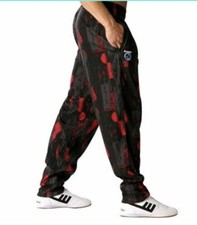 OTOMIX Bodybuilding Workout pants MIDNIGHT LAZER - Red Black Baggy Oldschool Gym