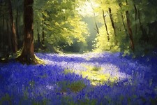 Bluebell Woodland Forest Canvas Picture Print Wall Art