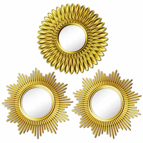 Triple sun mirror gold - triple, round