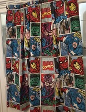 Character World Marvel Comics Superhero Print Curtains. 88”Wide x 53”Long. VGC 