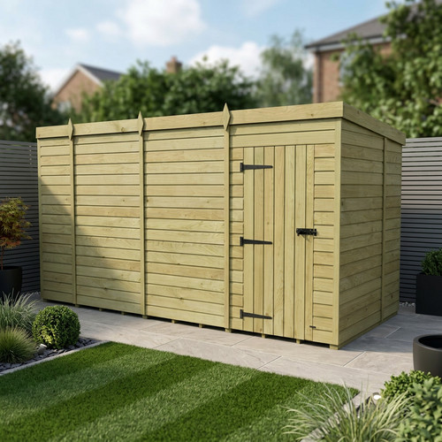 Pent shed single door - pent, (single
