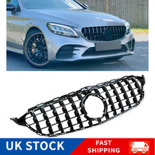 Gt Style Grille Gloss Black For Mercedes C Class W205 2015-18 C205 C200 C220 UK