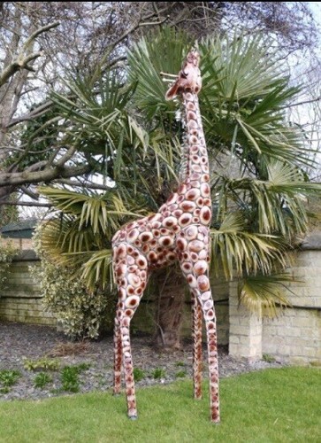 Large metal giraffe statue - giraffe,