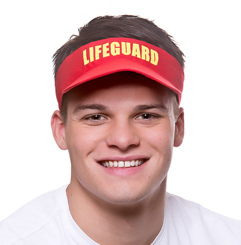 New red lifeguard visor beach - red,