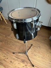Vintage Tom drum 12” X 10” black gloss with stand, extras. Free UK delivery