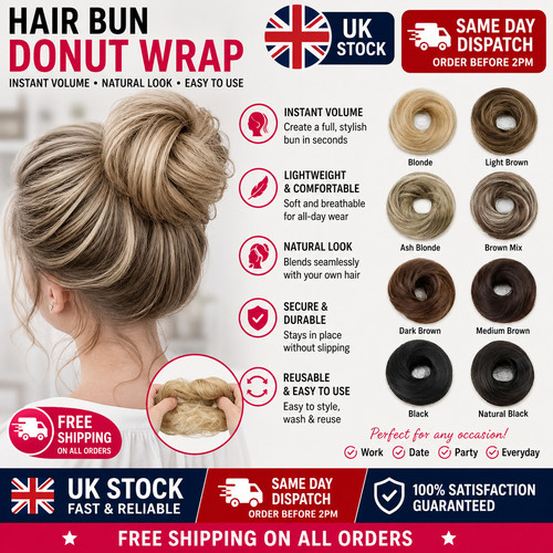 Curly messy hair bun piece - curly,
