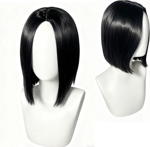 Mens black straight wig - straight, wig,