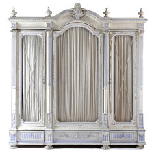 A french painted blue and White Armoire Wardrobe
