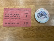 Elton John Earls Court Arena Concert Ticket Stub May 11th 1976  & Pin Badge