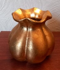 Gold Ceramic Vase Pot Fancy Round Bulbous Indoor