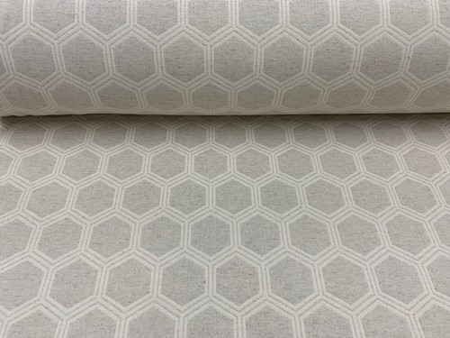 Hexagon jacquard cream cotton - jacquard,