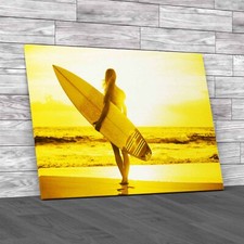 Surfer Girl Silhouette At