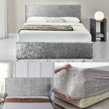 Crushed Velvet Bedbase Wrap Fitted Valance Sheet Headboard Covers Double King