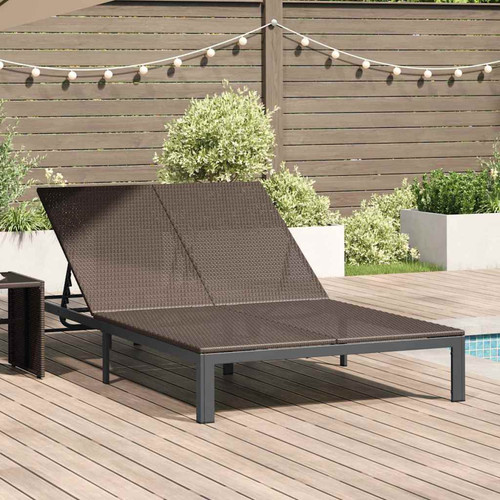 Sunbed brown poly rattan - brown,