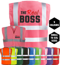 THE REAL BOSS Printed Funny Site Joke Gaffa Hi-Vis High Viz Safe Vest Waistcoat