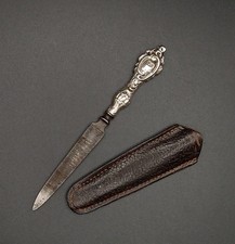 Antique Silver Handle Nail File Manicure Hallmarked W. Devenport Pouch 1903