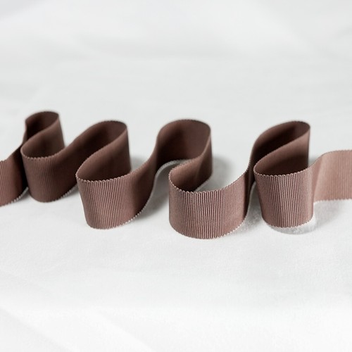 Light brown petersham ribbon - brown,