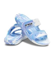 Crocs Classic Marbled Tie-Dye Sandal White/Oxygen Men's 10, Women's 12 Medium