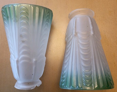 Pair frosted art deco glass - frosted,