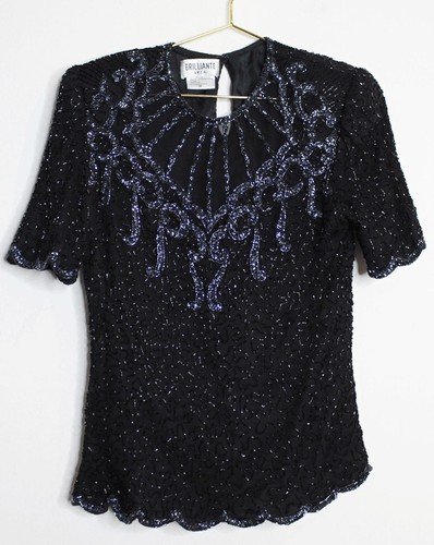 Vtg black beaded - beaded, silk