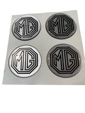 MG Alloy Wheel Self Ahesive Resin Badge 40 Mm Mgb , Mgc , Midget Silver / Blk