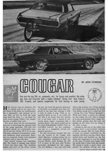 1967 mercury cougar road - cougar, pg