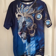 Men's Casual Lion Crew Neck Polyester T-Shirt, 3D Print Pattern BNWOT Size XL