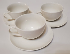 Maxwell & Williams Tea Cups and Saucers x 3- Large - White Basic - 4.5 Inc Wide