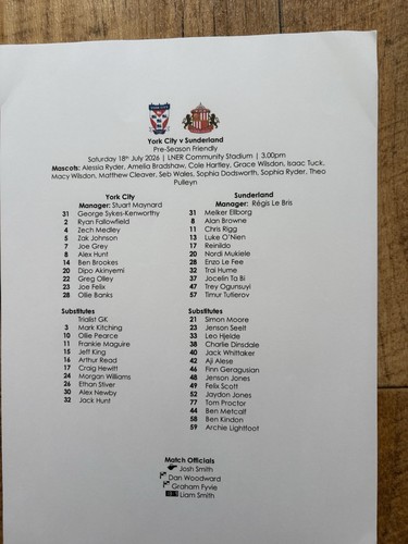 York city sunderland team - york,