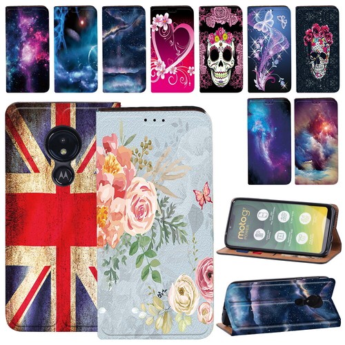 Print leather stand wallet - leather,