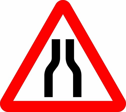 Road narrows both sides - on,