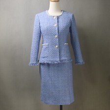 Blue Tweed Skirt Luxury Suit