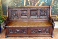 SETTLE COUNTRY OAK CARVED