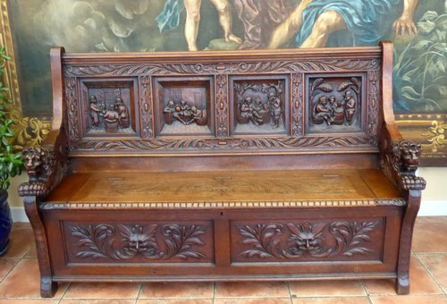 Settle country oak - country, carved