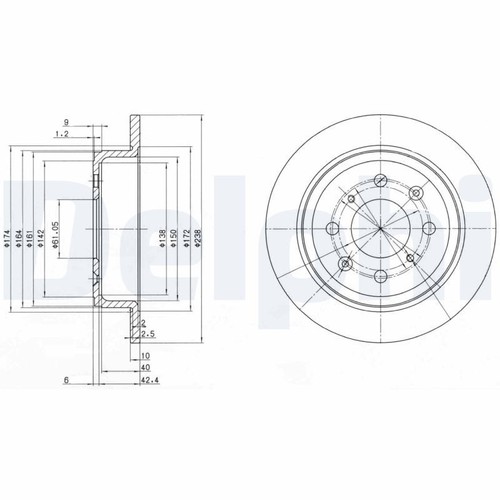 Brake disc delphi bg2538 - x2,