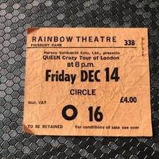 Queen ticket Rainbow Theatre