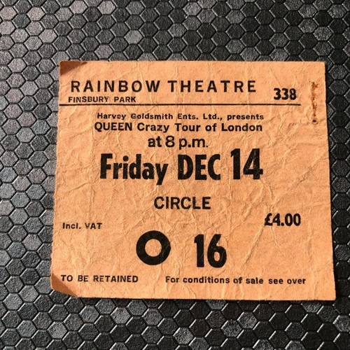 Queen ticket rainbow theatre - ticket,